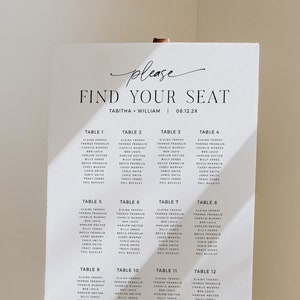 Minimalist Wedding Seating Chart Template INSTANT DOWNLOAD Modern Simple Wedding Plan Sign, Printable, Find Your Seat Sign, Editable BAS10 image 1