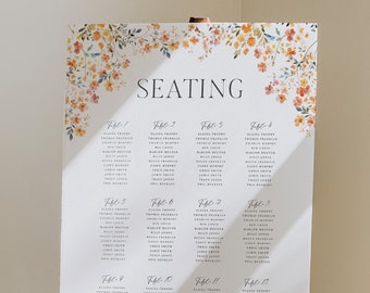 Wildflowers Wedding Seating Chart Template INSTANT DOWNLOAD Elegant Wedding Plan Sign, Printable, Find Your Seat Sign, Editable - HLW06