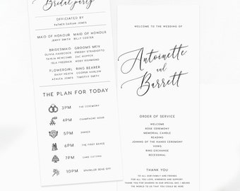 Program Fan Printable Paddle Bridal Party WD013 Templett DIY Ceremony Order of Events Editable Slim Wedding Program INSTANT DOWNLOAD