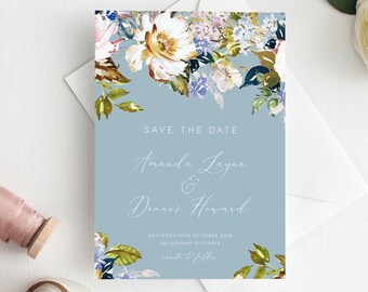Dusty Blue Save Date Etsy