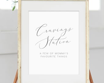 Cravings Station Sign INSTANT DOWNLOAD Baby Shower Sign Mommys favourite things Baby Shower Food Printable Templett Dessert Station