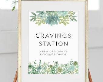 Cravings Station Sign INSTANT DOWNLOAD Baby Shower Sign Mommys favourite things Baby Shower Food Printable Templett Dessert Station