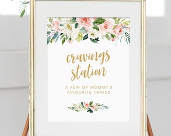 Cravings Station Sign INSTANT DOWNLOAD Baby Shower Sign Mommys favourite things Baby Shower Food Printable Templett Dessert Station