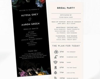 Program Fan Printable Paddle Bridal Party WD013 Templett DIY Ceremony Order of Events Editable Slim Wedding Program INSTANT DOWNLOAD