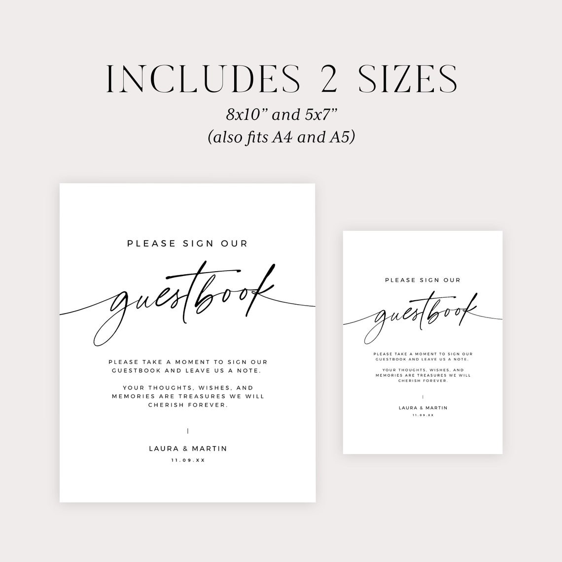 Elegant Guestbook Wedding Reception Sign, Leave a Note for the Bride ...