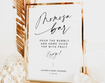 Momosa Bar Sign, Simple Bubbly Bar Imprimable, Champagne moderne Sigtn Mimosa Brunch, Juice Bar Sign, Editable Alcohol, 8x10 5x7 - BAS01