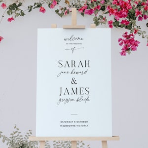 Wedding Welcome Sign Template, Welcome Poster, Modern Editable DIY Welcome Sign 18x24, 20x30, 24x36, Minimalist Wedding - BAS10