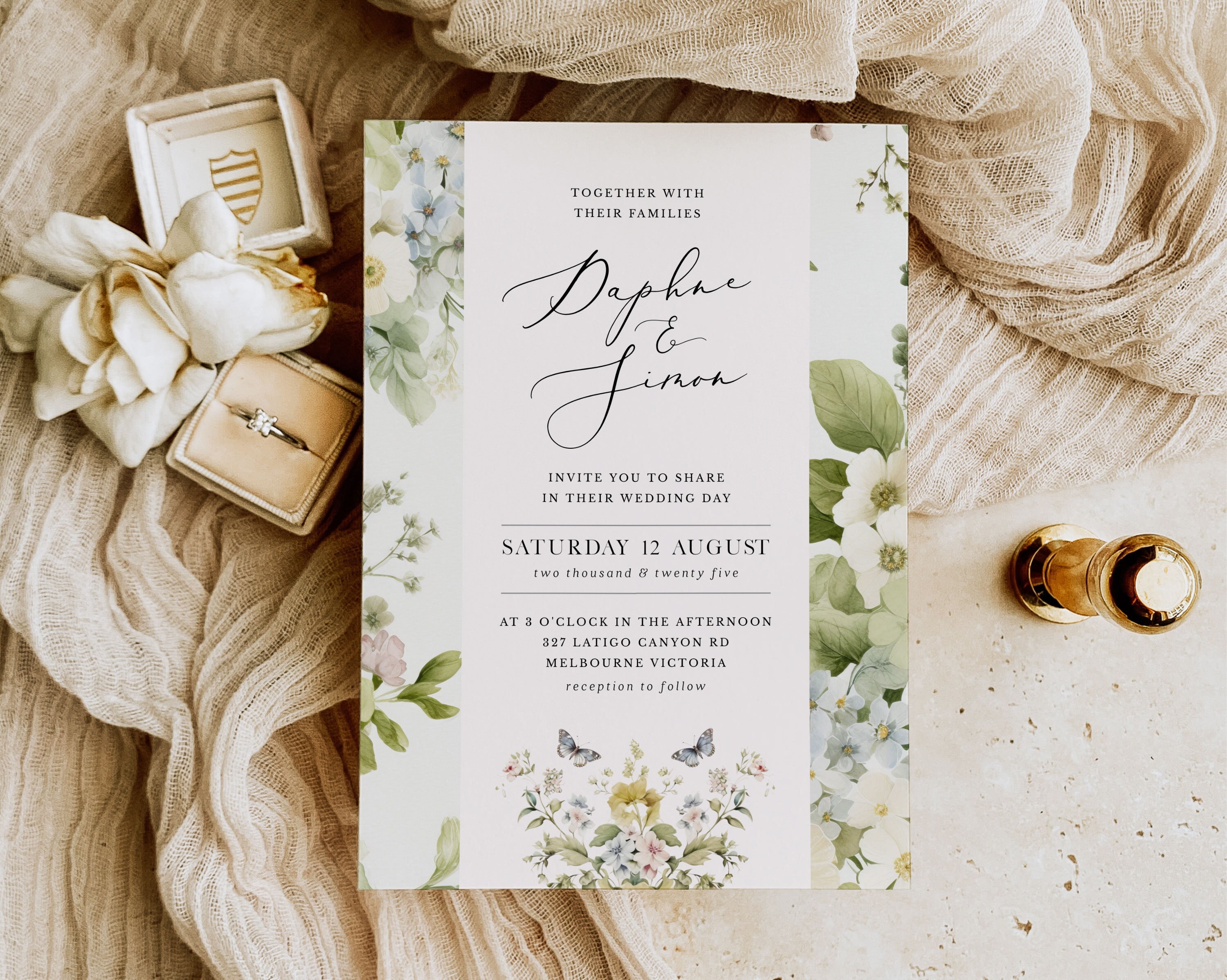 Regency Wedding Invitation Template, Printable Elegant Vintage