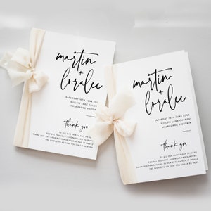 Church Wedding Printable Program, Folded Minimalist Wedding Program Template, Modern Order of Service, Catholic Ceremony, Christian - BAS02