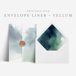 5x7 Envelope Liner Template with Printable Wedding Vellum Overlay, Euro and Square Flap, Print at home DIY, Wildflowers Botanical - HLW07
