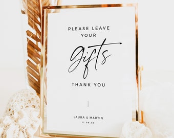 Boho Minimalist Cards And Gifts Sign Template, Elegant Gifts Table Wedding Sign, Simple Minimalist Instant Download 8x10 5x7 - BAS01