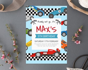 Cars 5th Birthday Invitation INSTANT DOWNLOAD, Invites, Boys Fifth birthday, Invite boy Templett, racer, racing, car, speed