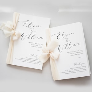 Church Wedding Printable Program, Folded Minimalist Wedding Program Template, Modern Order of Service, Catholic Ceremony, Christian - BAS03