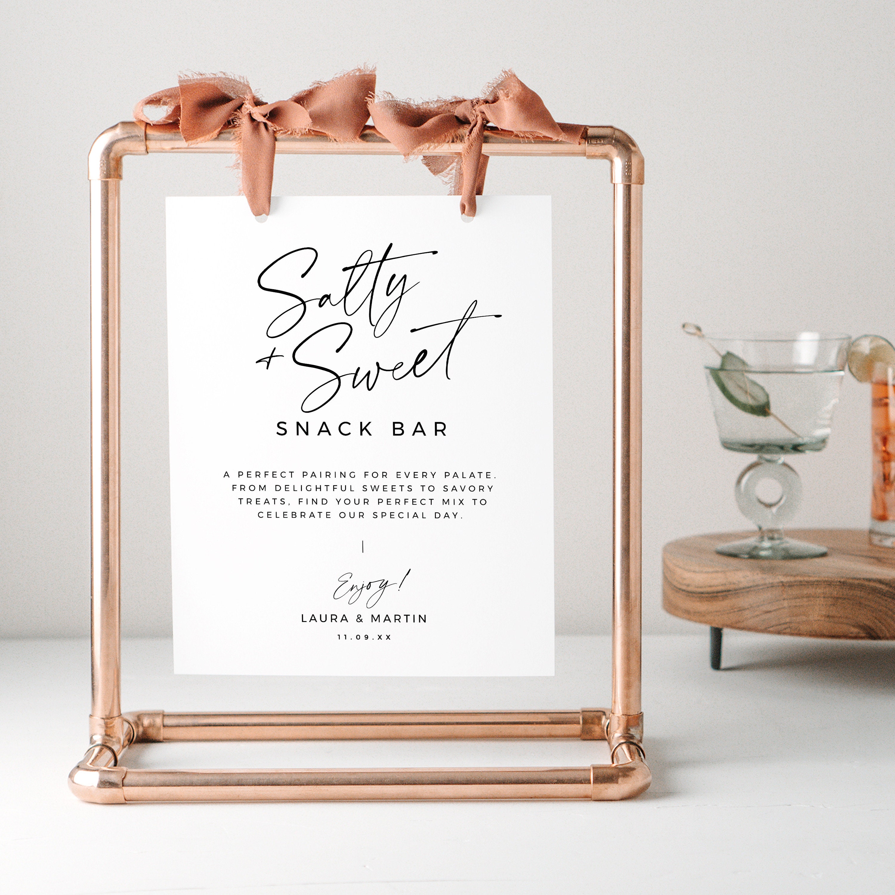 Snack Bar Sign For Wedding, Printable Wedding Salty and Sweet Sign, Minimal DIY Reception Food Table Signage  8x10 5x7 - BAS01