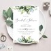 floral Bridal Shower Invitation INSTANT DOWNLOAD, Hens Night Invite, DIY Printable, Templett, Editable, greenery, wreath, leaves, script 