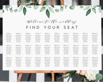 Landscape Seating Chart, INSTANT DOWNLOAD Portrait, Horizontal, Signage, Table Poster, Seating Plan Layout, Templett, 30 Tables, Extra Large