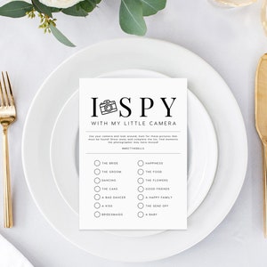 Modèle PDF modifiable J'espionne avec ma petite caméra, TÉLÉCHARGEMENT IMMÉDIAT, cadeau de mariage, jeu de réception de mariage, signe hashtag, table pour enfants