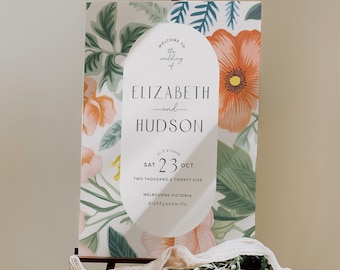 Wedding Welcome Sign, Editable Ceremony or Reception Sign, Floral Vintage Wedding Signs, Large Vintage Wedding Sign - HLW04