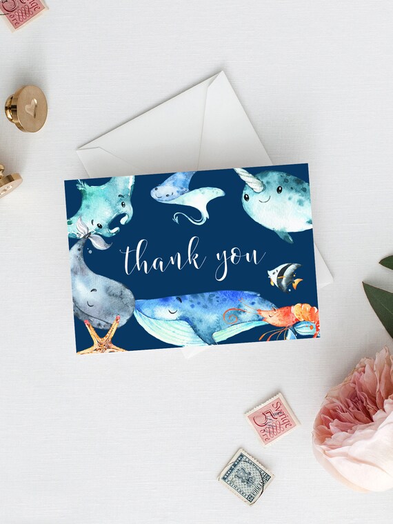 Ocean Thank You Card Instant Download Birthday Thank You Diy - Etsy Canada