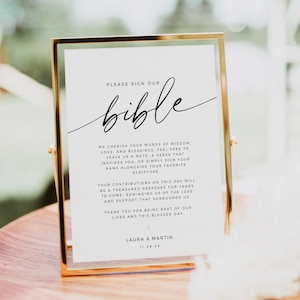Sign Our Bible Sign, Printable Wedding Christian Guestbook, Minimal Bible Verse Sign, DIY Wedding Reception Signage 8x10 5x7 - BAS01