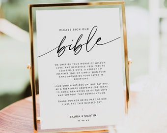 Sign Our Bible Sign, Printable Wedding Christian Guestbook, Minimal Bible Verse Sign, DIY Wedding Reception Signage 8x10 5x7 - BAS01