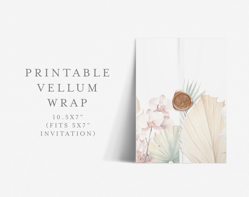 a card with a picture of flowers and leaves on it