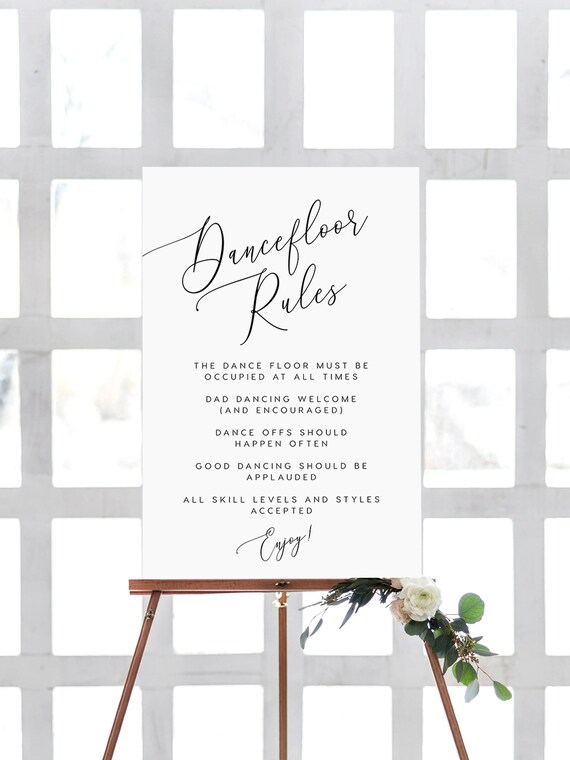 Dancefloor Rules Sign Instant Download Dance Floor Rules Sign Etsy