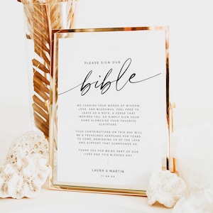 Sign Our Bible Sign, Printable Wedding Christian Guestbook, Minimal Bible Verse Sign, DIY Wedding Reception Signage 8x10 5x7 BAS01 画像 3