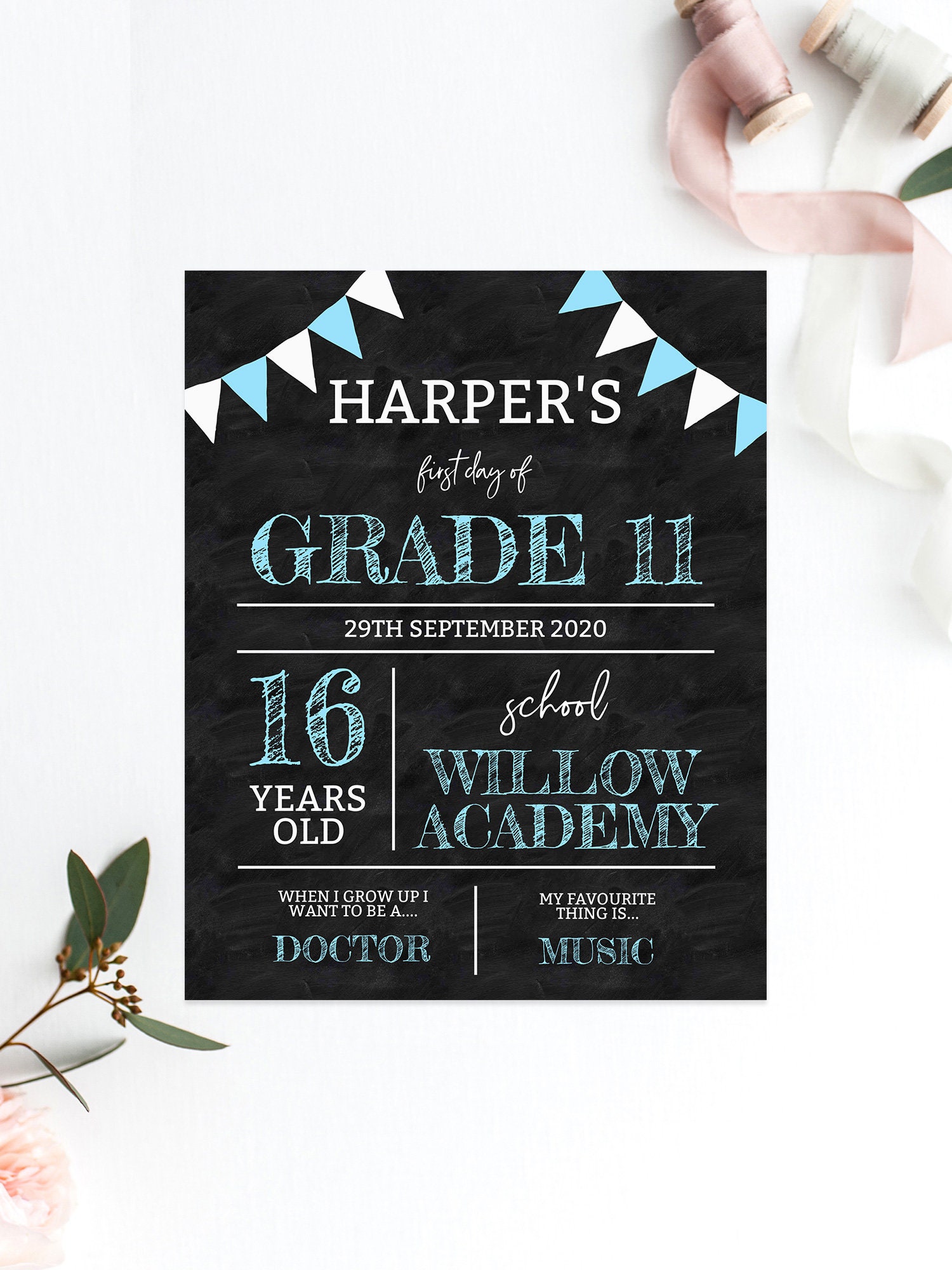 First Day of Grade 11 Sign INSTANT DOWNLOAD Back to school | Etsy