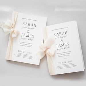 Elegant Wedding Printable Program, Folded Minimalist Wedding Program Template, Modern Order of Service, Catholic Ceremony, Christian - BAS10