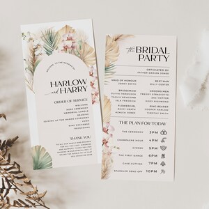 Boho Wedding Printable Program, Slim Long Pampas Grass Dried Floral ...