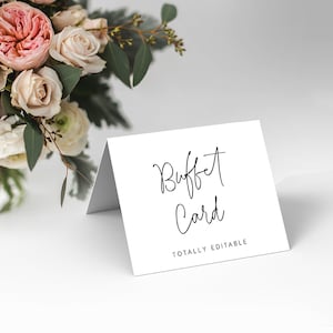 Modèle de carte de buffet TÉLÉCHARGEMENT IMMÉDIAT étiquette de nourriture de mariage, buffet imprimable, totalement modifiable, carte de tente buffet bricolage, tente de nourriture, Templett