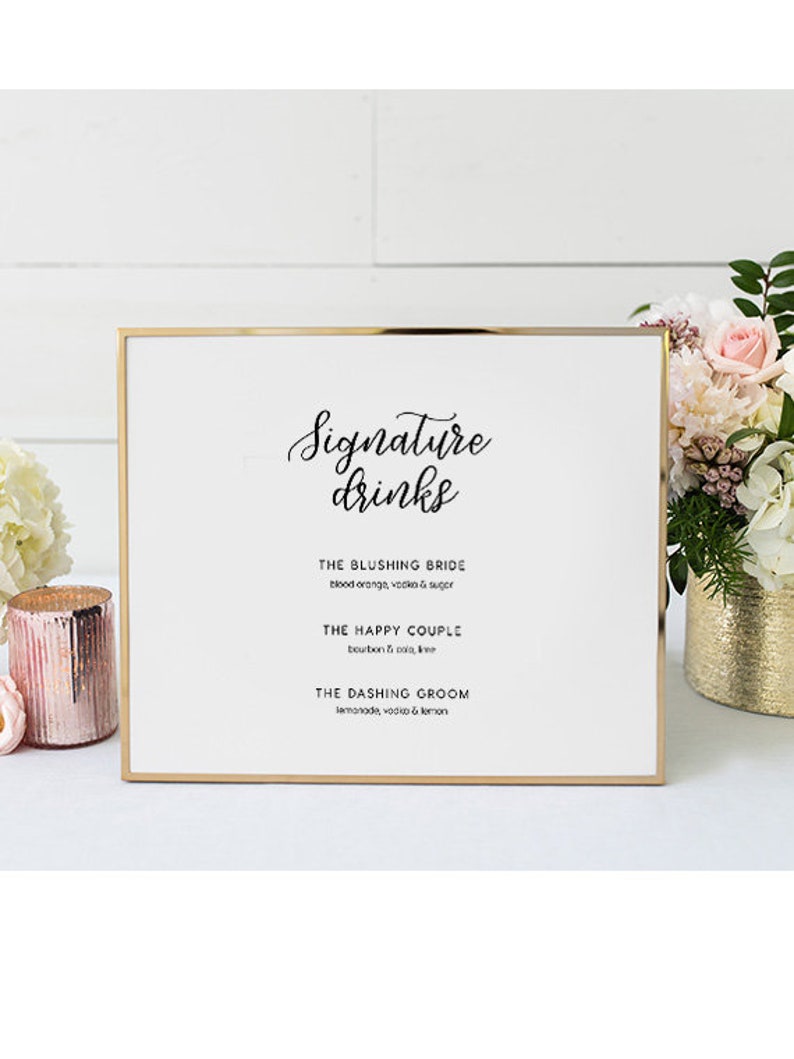 His and Hers Wedding Bar Menu Editable pdf DIY Printable Decorations Printable Signature Drinks INSTANT DOWNLOAD Templett 8x10