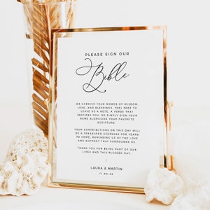 Sign Our Bible Sign, Printable Wedding Christian Guestbook, Minimal Bible Verse Sign, DIY Wedding Reception Signage 8x10 5x7 - BAS04