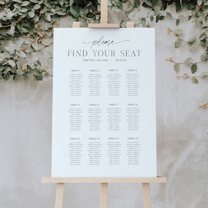 Minimalist Wedding Seating Chart Template INSTANT DOWNLOAD Modern Simple Wedding Plan Sign, Printable, Find Your Seat Sign, Editable BAS10 image 4