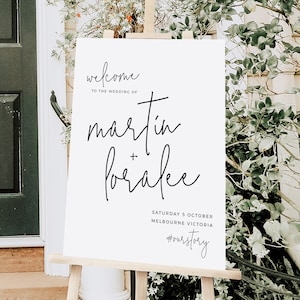 Wedding Welcome Sign Template, Welcome Poster, Modern Editable DIY Welcome Sign 18x24, 20x30, 24x36, Minimalist Wedding - BAS05