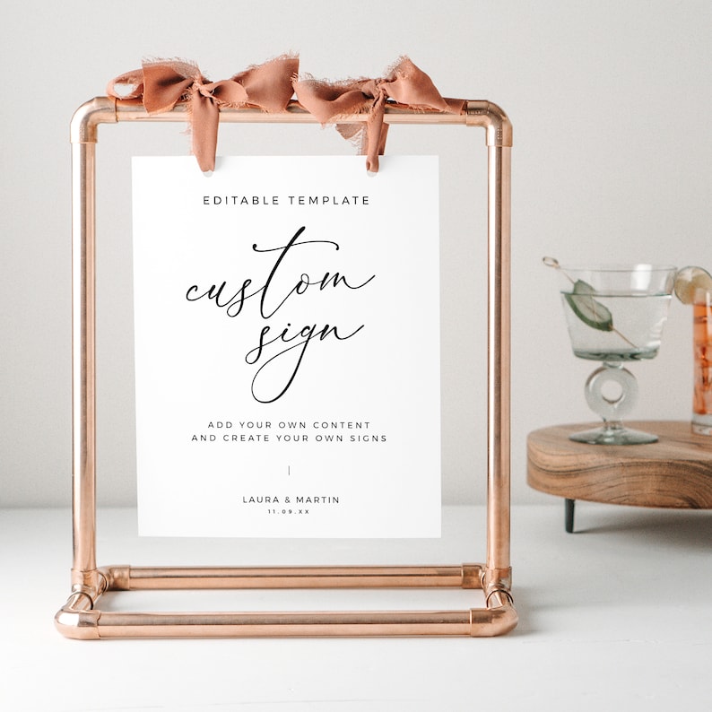 Elegant Custom Sign Template, Create Your Own Sign, Minimalist Editable ...