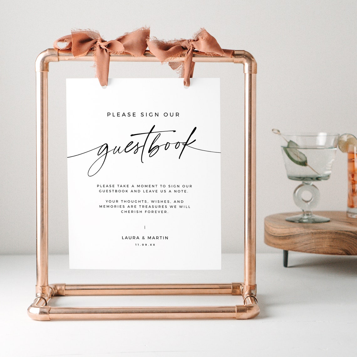 Elegant Guestbook Wedding Reception Sign, Leave a Note for the Bride ...