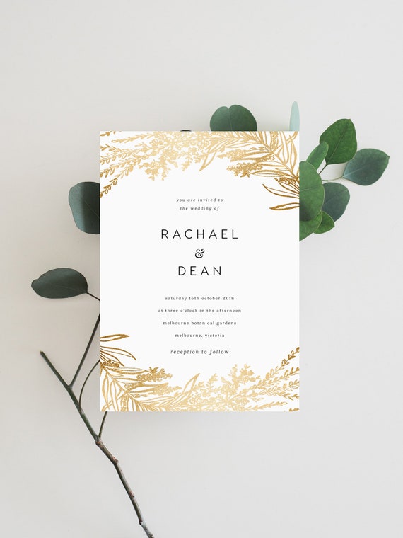 Gold Foil Wedding Invitation INSTANT DOWNLOAD Wedding Invite Etsy