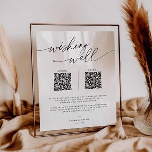 Qr-Code Hochzeit Flitterwochen Fund druckbares Schild, Wunschbrunnen Tischschild, Honeyfund nicht-traditionelles Hochzeitsgeschenk 8x10 5x7 - BAS01