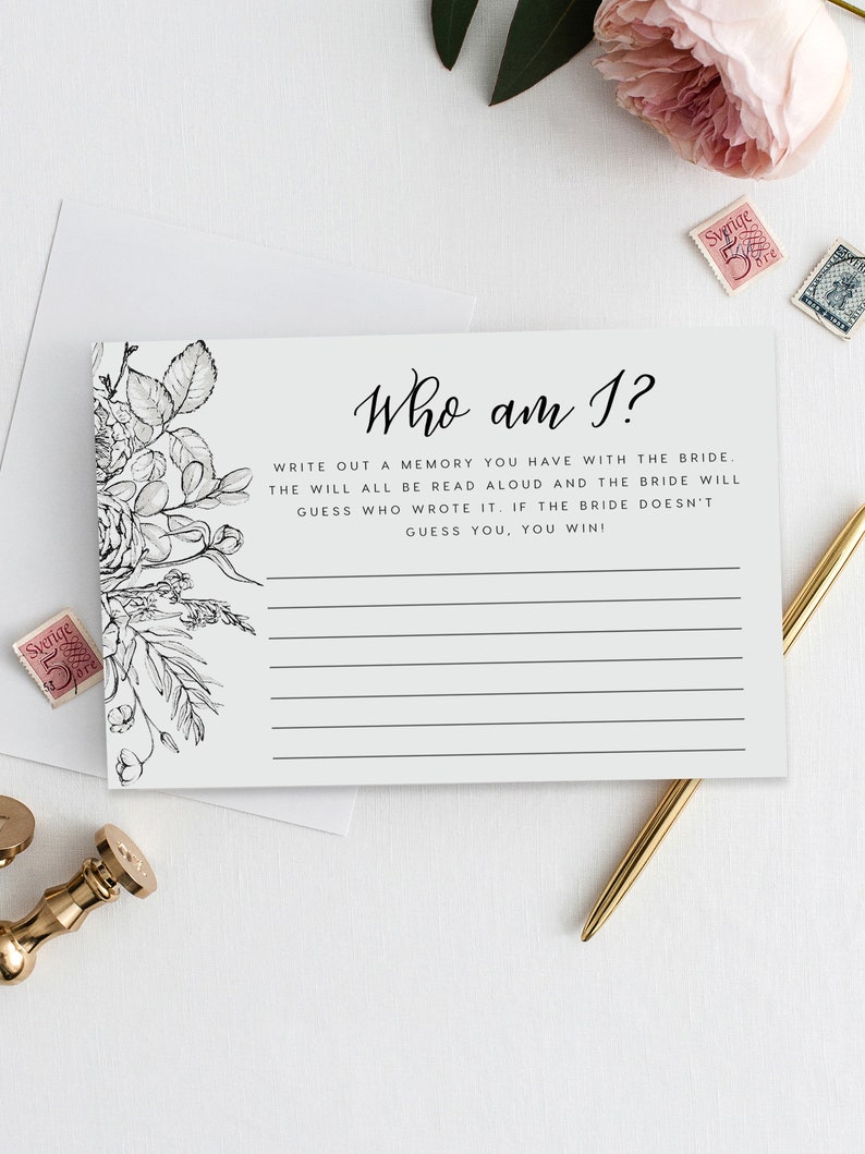 Who Am I Bridal Shower Game INSTANT DOWNLOAD Printable Bridal Etsy UK