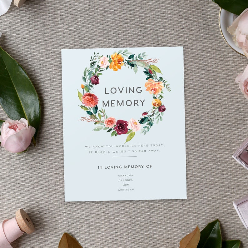 8x10 In loving memory Sign Printable Wedding loving memory sign INSTANT DOWNLOAD memorial sign pdf Diy Rustic Wedding Sign