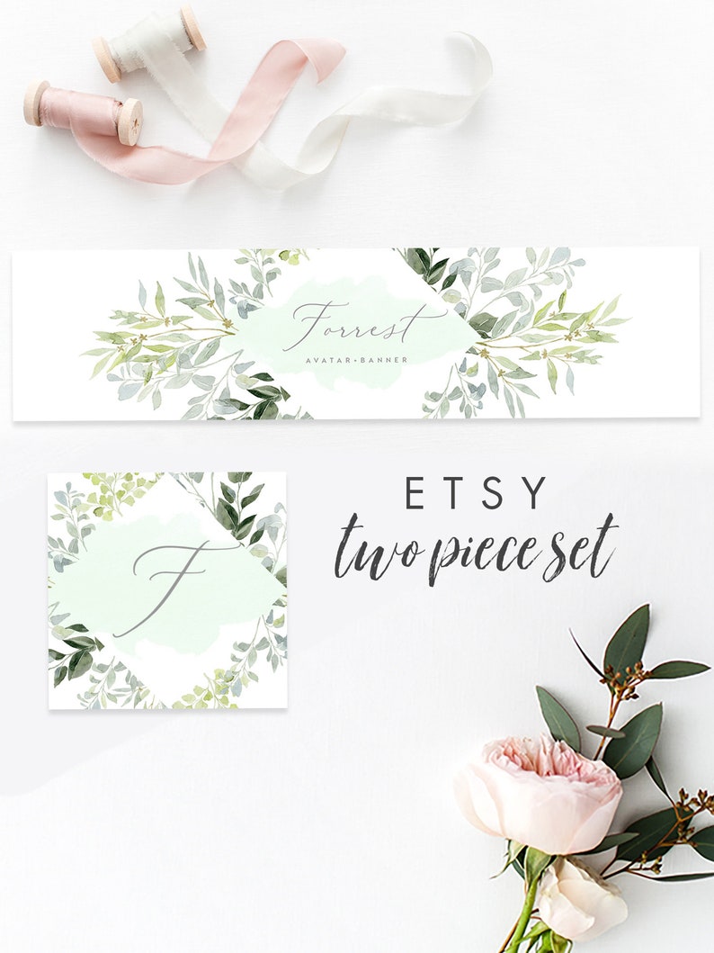 Branding Set Premade Etsy Set Etsy Shop Branding Forrest Etsy Banner /& Avatar Template INSTANT DOWNLOAD Templett Leaves Editable Banner