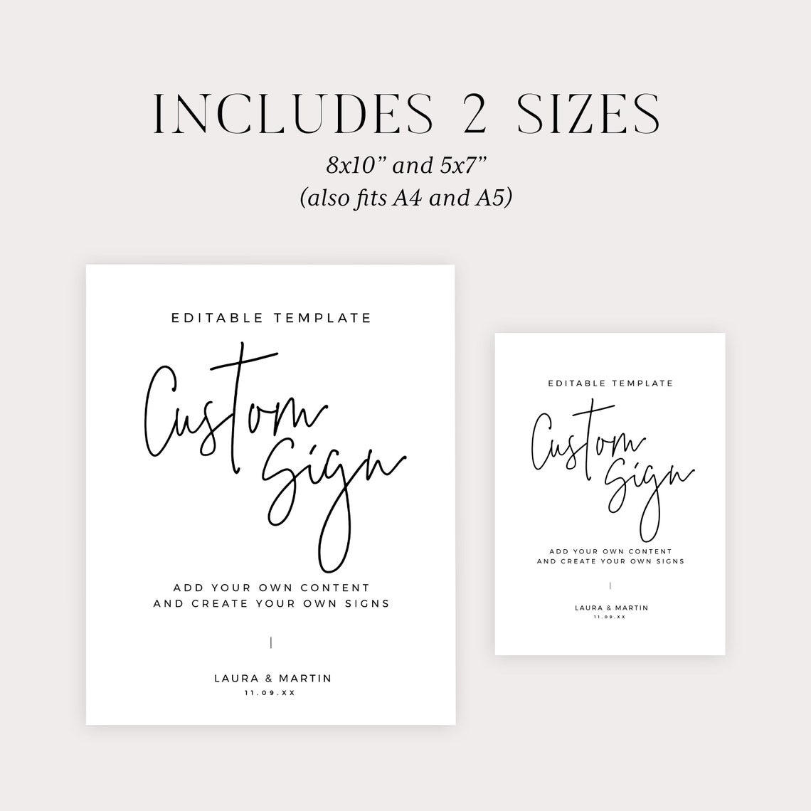 Modern Custom Sign Template, Create Your Own Sign, Minimalist Editable ...