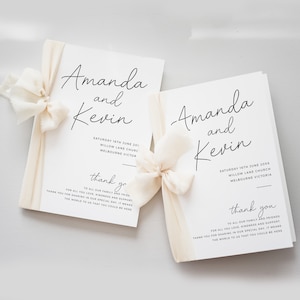 Church Wedding Printable Program, Folded Minimalist Wedding Program Template, Modern Order of Service, Catholic Ceremony, Christian - BAS08