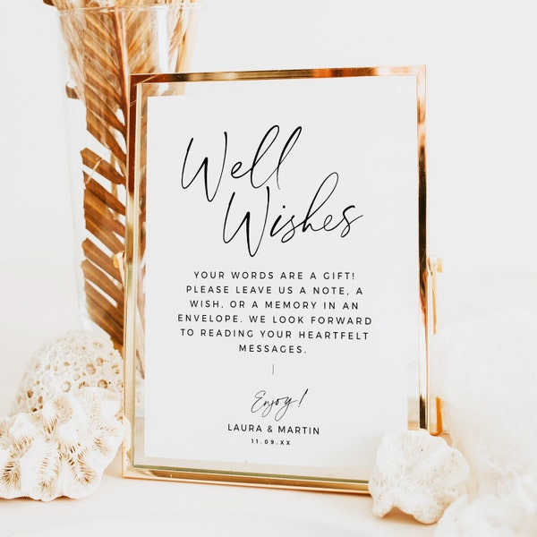 Well Wishes Wedding Sign Instant Download, Words of Advice, Bridal shower, Hens night, Bachelorette, Brunch, 5x7 8x10 - BAS01