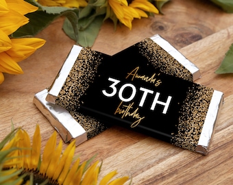 30th Birthday Chocolate Bar Label INSTANT DOWNLOAD Candy Bar Wrapper, Hershey, Aldi, Templett, Printable, Instant Download, Glitter Gold