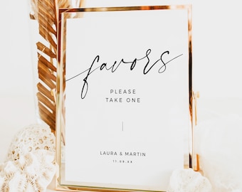 Wedding Favors Sign Template, Editable Elegant Wedding Favors Gift Sign Template, Minimalist Modern Printable Wedding 8x10 5x7 - BAS01