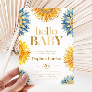 Sunshine Baby Shower Invitation, Printable Boho Sun Sprinkle Invite, Gender Neutral, Here comes the sun, Little Ray of Sunshine BUB002