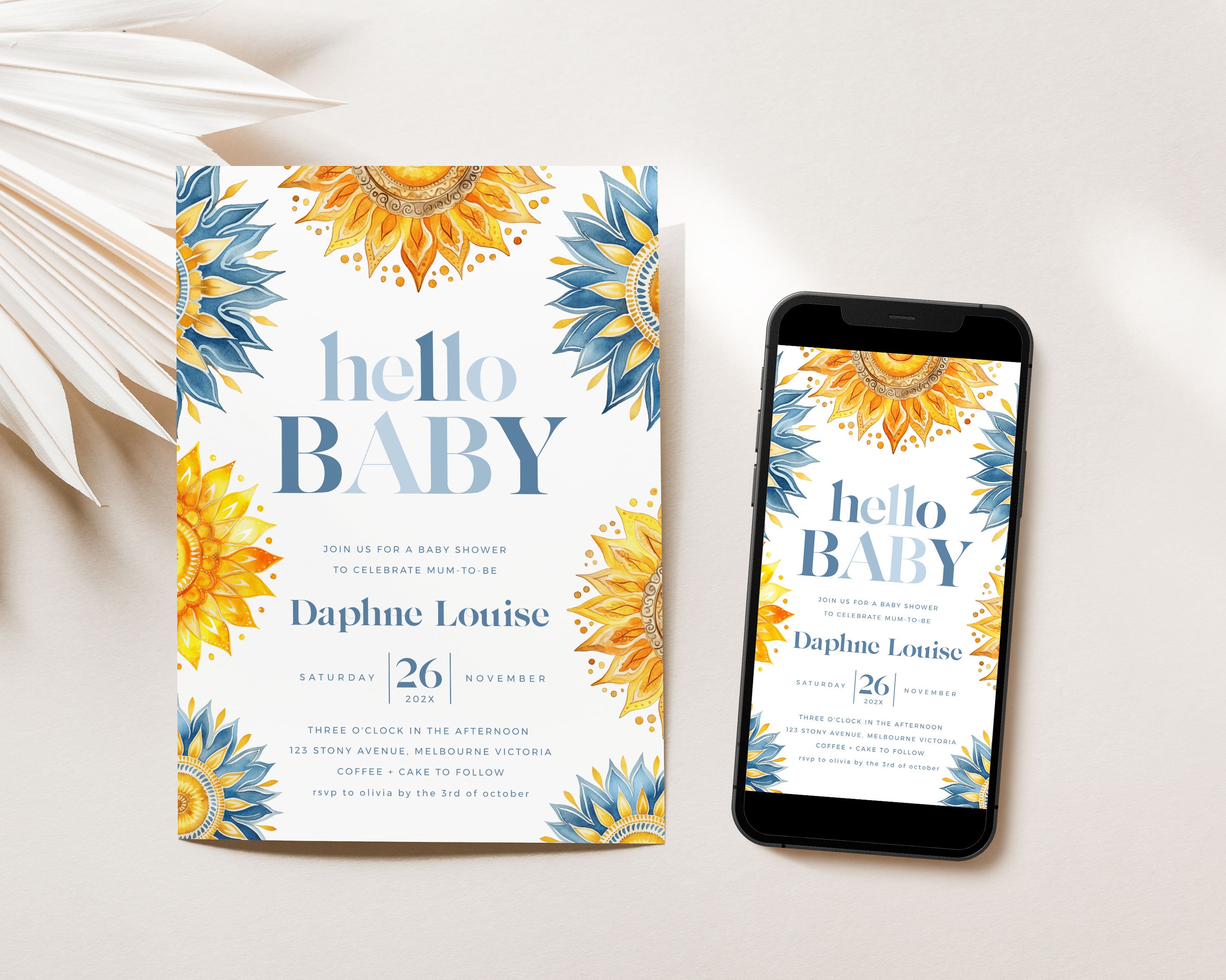 Digital Hello Baby Baby Shower Invitation, Boho Sun Sprinkle Invite, Gender  Neutral, Here Comes the Sun, Little Ray of Sunshine BUB002 - Etsy, image size:3000x2398